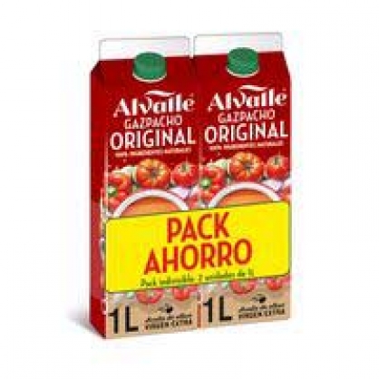 Gazpacho original ALVALLE, pack 2x1 litro